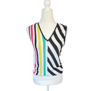 KNITSS Multicolor V-neck‎ Knit Sleeveless Top- Medium